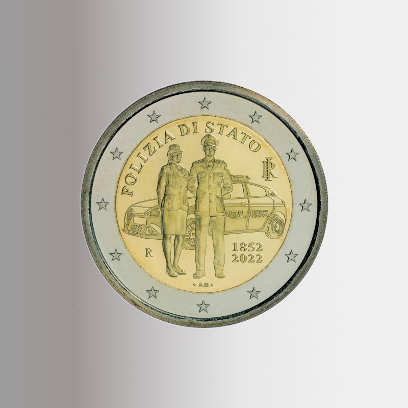 Moneta 2 euro commemorativi Polizia di Stato 2022