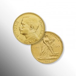 50 lire d'oro con Aratrice...